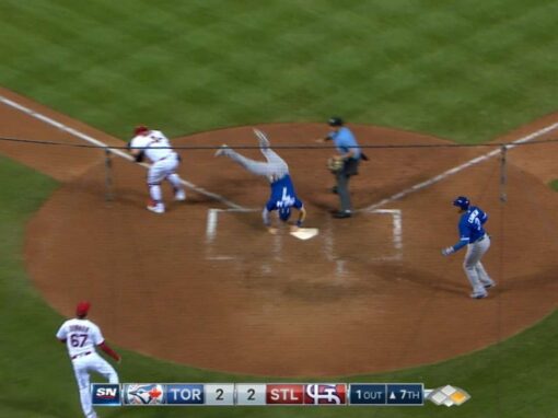 Coghlan scores by jumping over Yadi